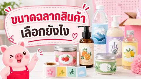ภาพฉลากสินค้าบนขวดและกระปุกหลายขนาดสำหรับคู่มือเลือกขนาดฉลาก